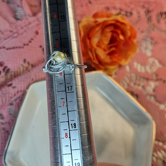 **3/$25 - White Stone Wire Wrapped Ring (Silvertone) - Picture 5 of 5